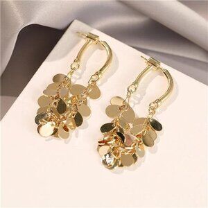 Flower Zircon Chain Hoop Earrings | Cubic Zircon Dangle Tassel